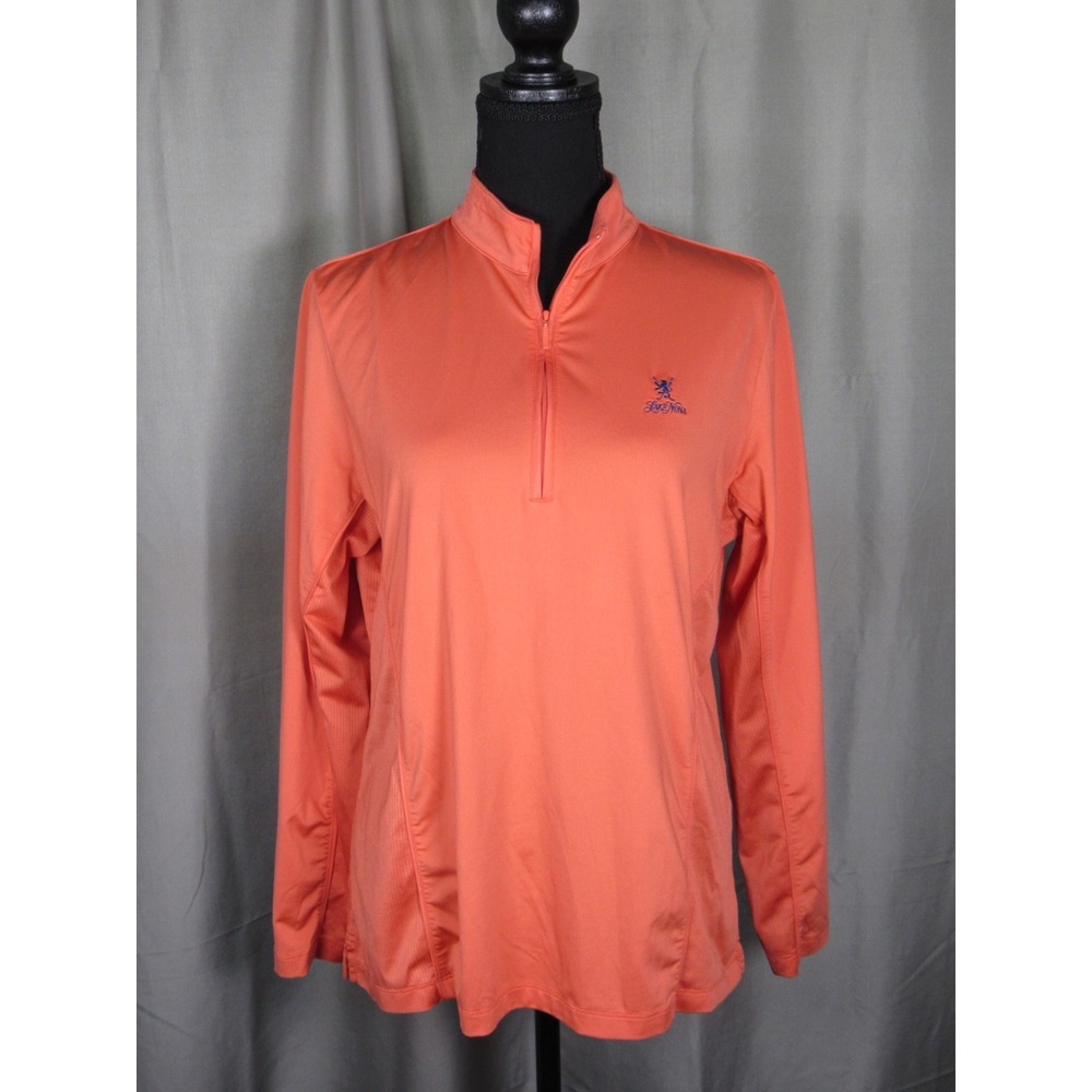 Peter Millar Crown Sport Womens Coral Orange Quarter Zip Pullover Lake Nona Lg